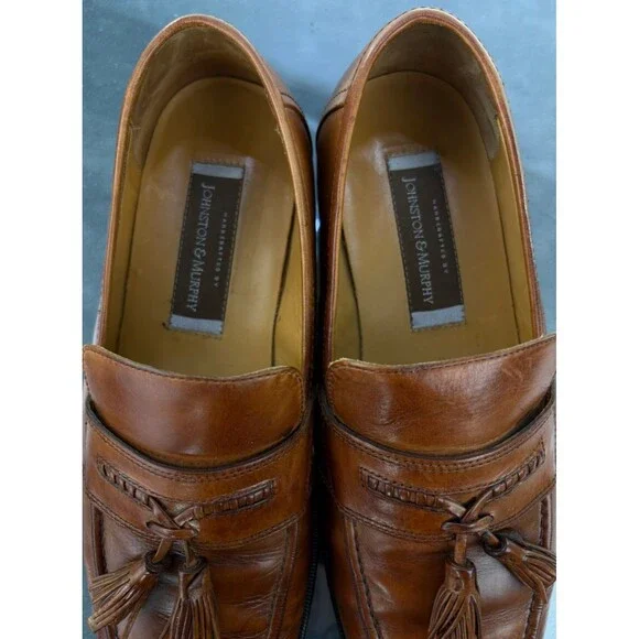 Johnston & Murphy Men's Kiltie Tassel Loafer Shoes Sz 10.5 M Leather Handcrafted